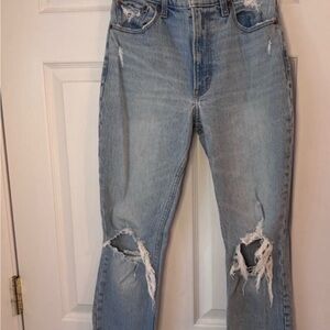 Abercrombie & Fitch High Rise Light Blue Distressed Jeans